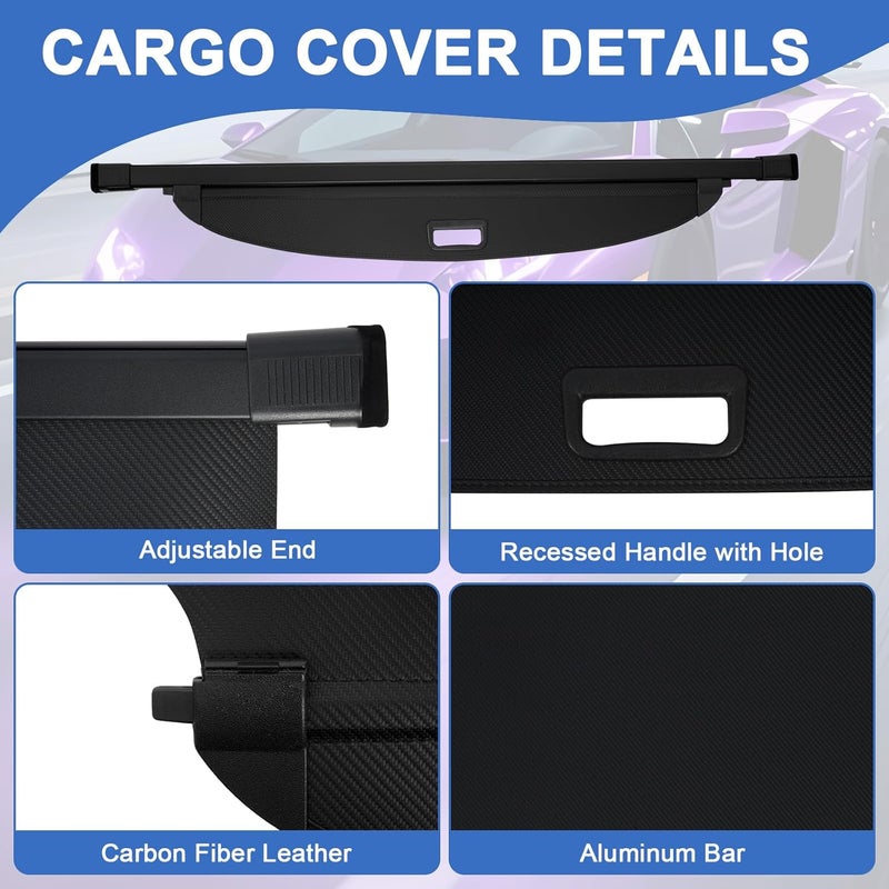 NTLTPYY Cargo Cover for Kia Sorento 2021-2025 l4 2.0L - Waterproof Tear Accessories-Resistant Carbon Fibe Trunk Cover, Car Retractable Cargo Cover, Anti-Peeping Luggage Privacy Shield - Image 5